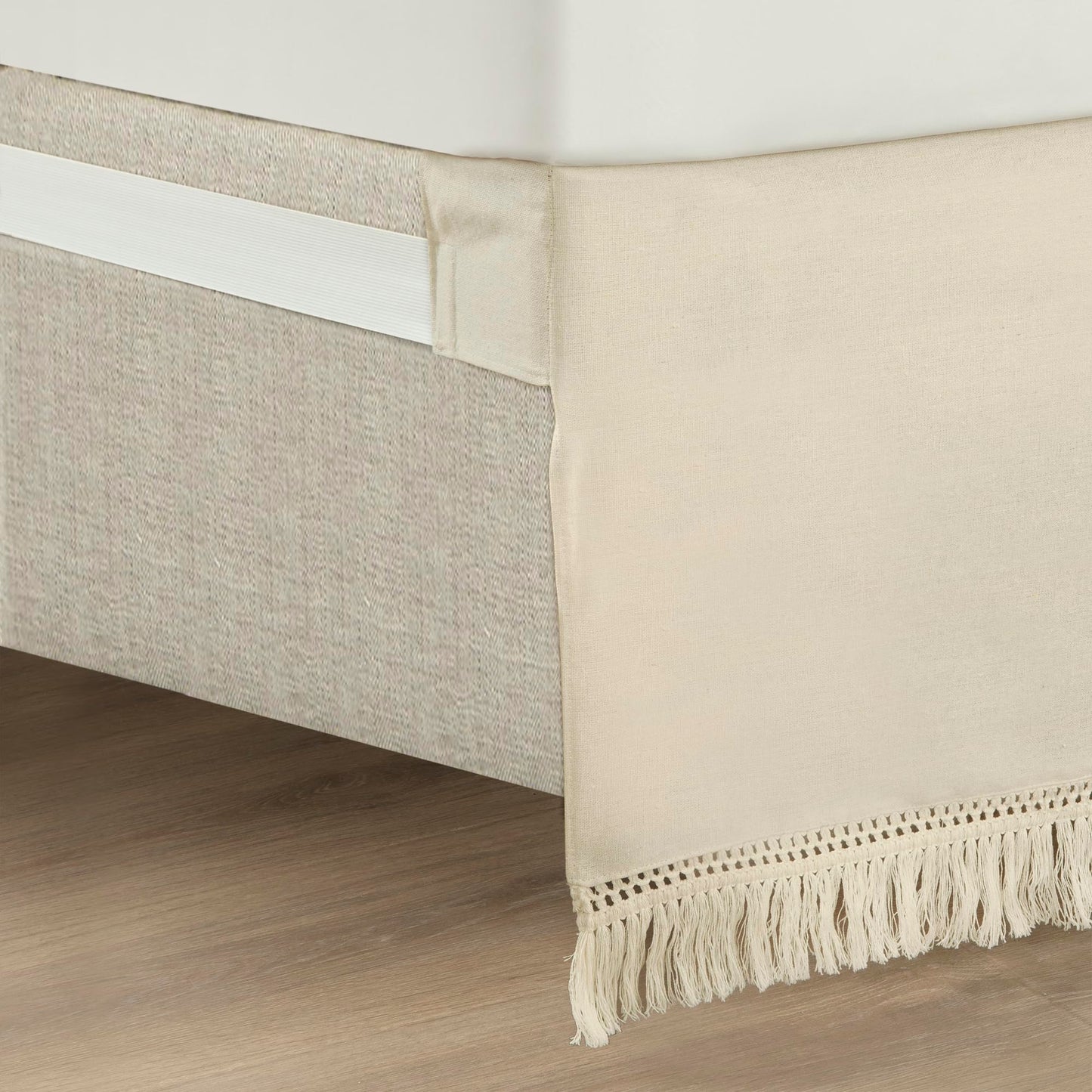 Lush Decor Boho Fringe 15-Inch Tailored Drop Easy Fit Bedskirt