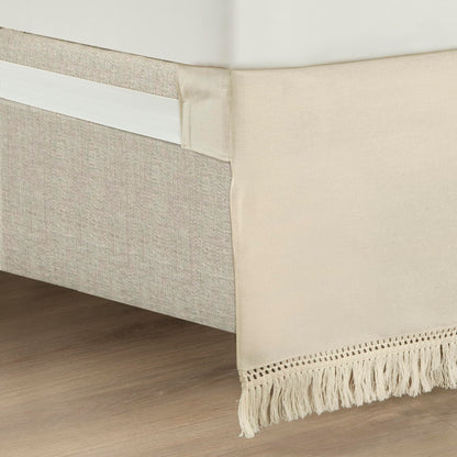 Lush Decor Boho Fringe 15-Inch Tailored Drop Easy Fit Bedskirt
