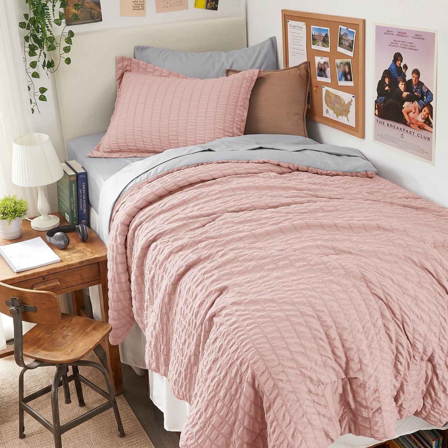Seersucker Comforter Set 7 Piece All Season Bed in a Bag Bedding Set