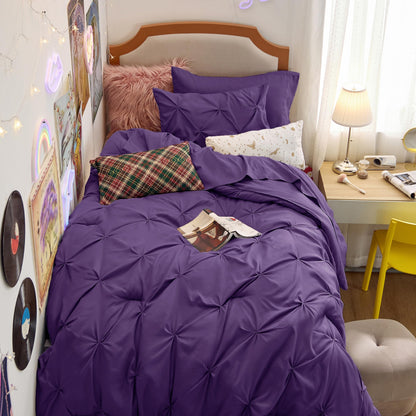 Pintuck Comforter Set Bed in a Bag 7 Piece All Season Bedding
