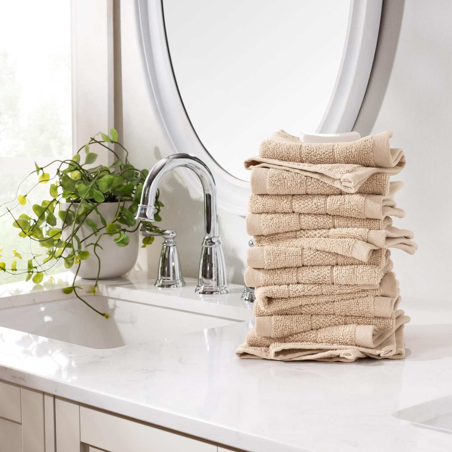 Ring Spun Cotton Washcloth Set Soft Absorbent Multipurpose Fingertip Towels