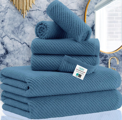 Cotton Bath Towel Set 6 Piece Soft Quick Dry Bathroom Towels Large Gift Set