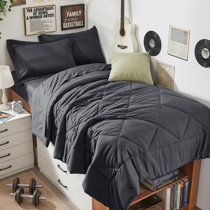 Comforter Set 7 Piece Bed in a Bag All Season Down Alternative Bedding