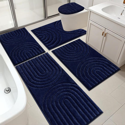 Microfiber Bath Rug Set Non Slip Contour Toilet U Shaped Bathroom Mat