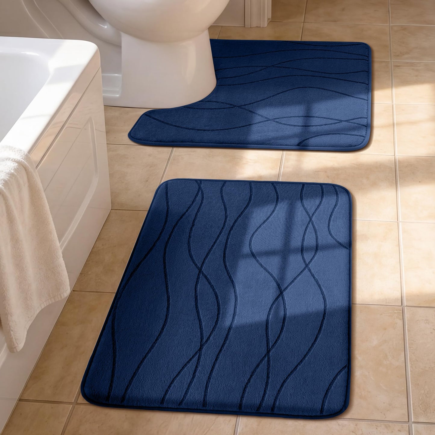 Memory Foam Bath Rug Set Non Slip Absorbent Quick Dry Bathroom Mat