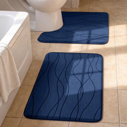 Memory Foam Bath Rug Set Non Slip Absorbent Quick Dry Bathroom Mat