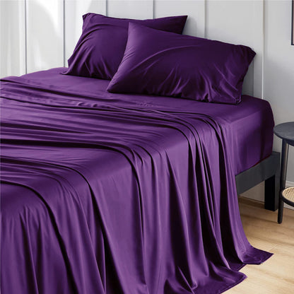 Bamboo Cooling Sheet Set Deep Pocket Silky Breathable Hotel Luxury Bedding