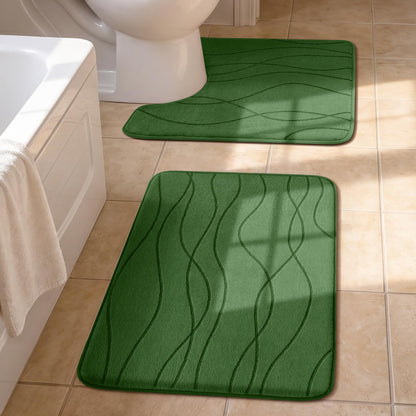 Memory Foam Bath Rug Set Non Slip Absorbent Quick Dry Bathroom Mat
