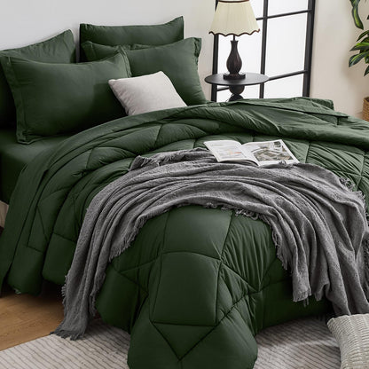 Comforter Set 7 Piece Bed in a Bag All Season Down Alternative Bedding