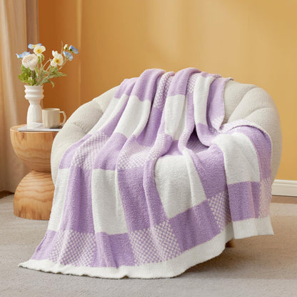 Checkered Microfiber Throw Blanket Soft Couch Sofa Bed Decorative Blanket