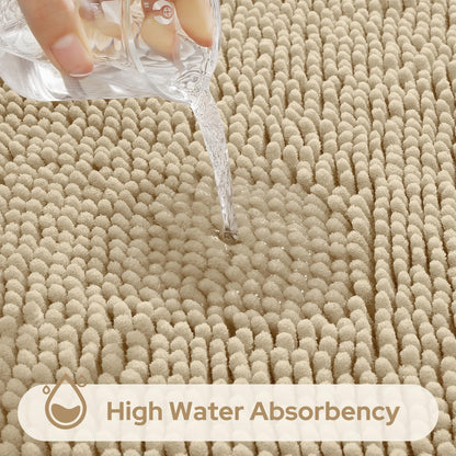 Chenille Bathroom Rug Set 3 Piece Ultra Soft Non Slip Absorbent Bath Mat