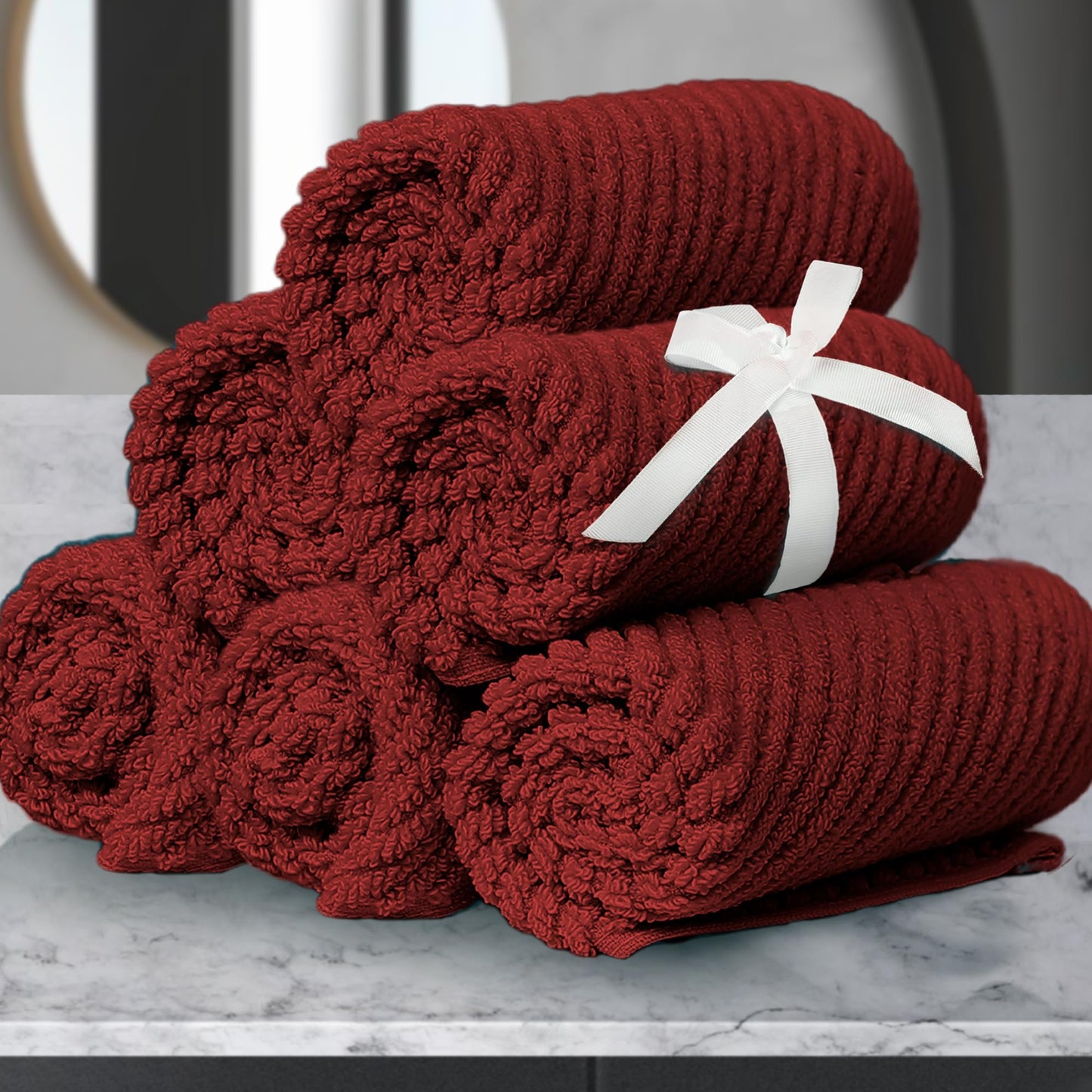 Cotton Bath Towel Set 6 Piece Soft Quick Dry Bathroom Towels Large Gift Set
