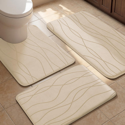 Memory Foam Bath Rug Set Non Slip Absorbent Quick Dry Bathroom Mat