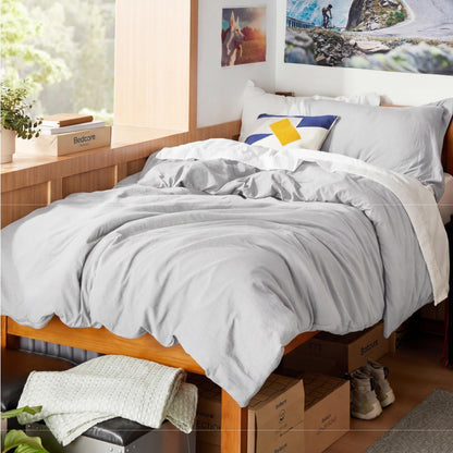 Soft Prewashed Duvet Cover Set Zipper Closure Pillow Covers Lightweight Bedding