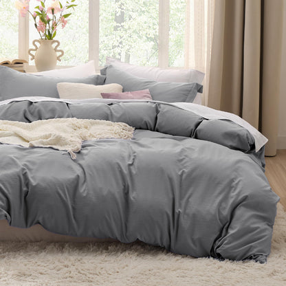 Soft Prewashed Duvet Cover Set Zipper Closure Pillow Covers Lightweight Bedding
