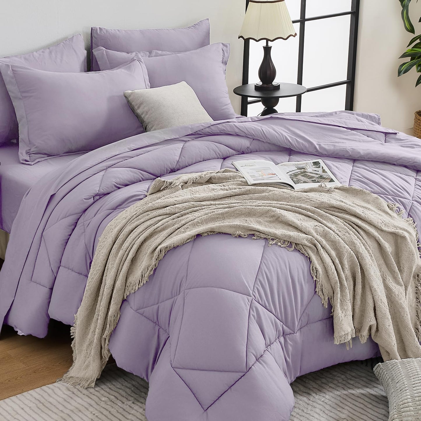 Comforter Set 7 Piece Bed in a Bag All Season Down Alternative Bedding