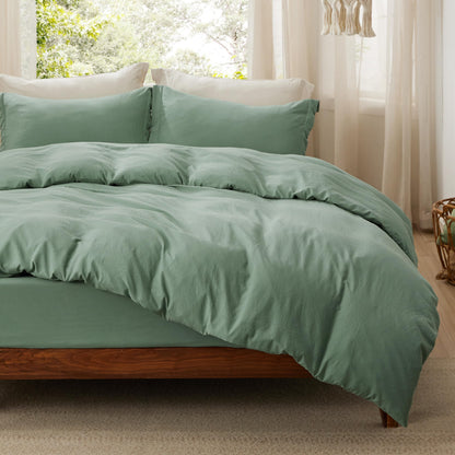 Soft Prewashed Duvet Cover Set Zipper Closure Pillow Covers Lightweight Bedding