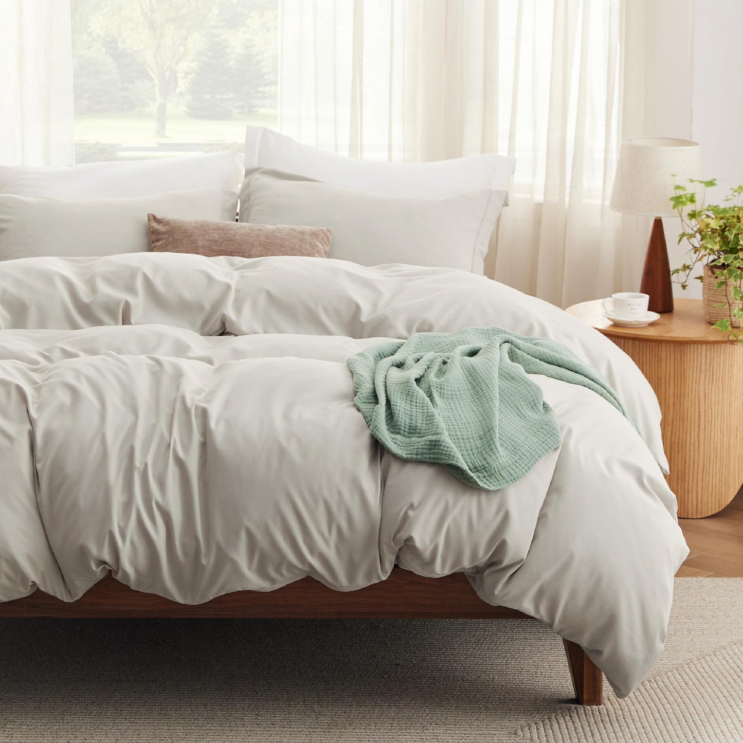 Soft Prewashed Duvet Cover Set Zipper Closure Pillow Covers Lightweight Bedding