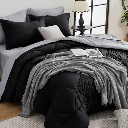 Comforter Set 7 Piece Bed in a Bag All Season Down Alternative Bedding