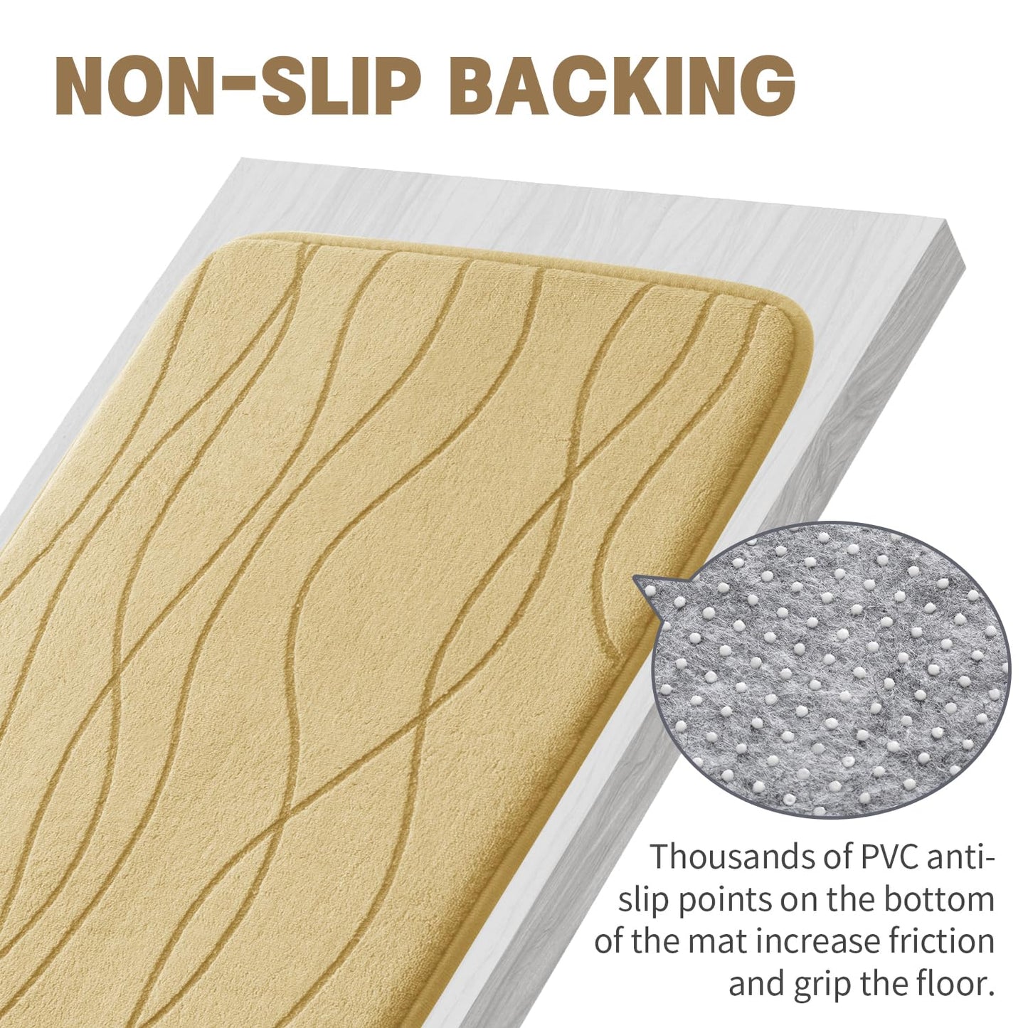 Memory Foam Bath Rug Set Non Slip Absorbent Quick Dry Bathroom Mat