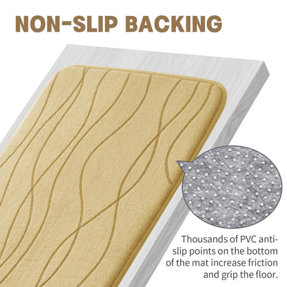 Memory Foam Bath Rug Set Non Slip Absorbent Quick Dry Bathroom Mat