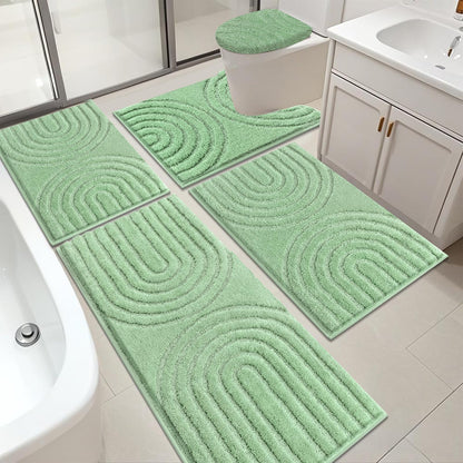 Microfiber Bath Rug Set Non Slip Contour Toilet U Shaped Bathroom Mat
