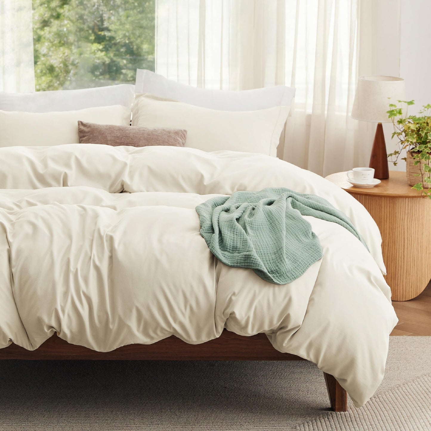 Soft Prewashed Duvet Cover Set Zipper Closure Pillow Covers Lightweight Bedding