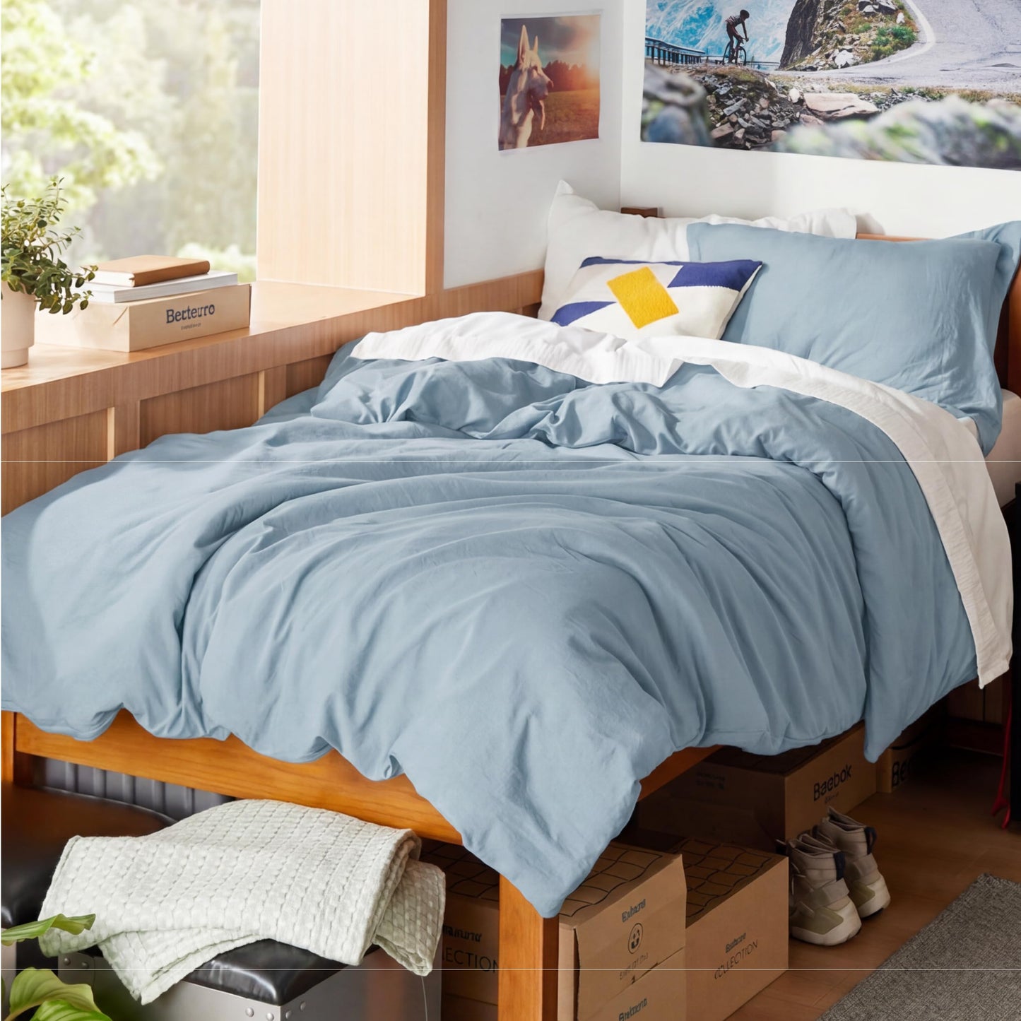 Soft Prewashed Duvet Cover Set Zipper Closure Pillow Covers Lightweight Bedding