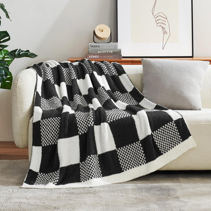 Checkered Microfiber Throw Blanket Soft Couch Sofa Bed Decorative Blanket