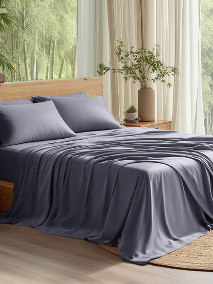 Bamboo Cooling Sheet Set Deep Pocket Silky Breathable Hotel Luxury Bedding
