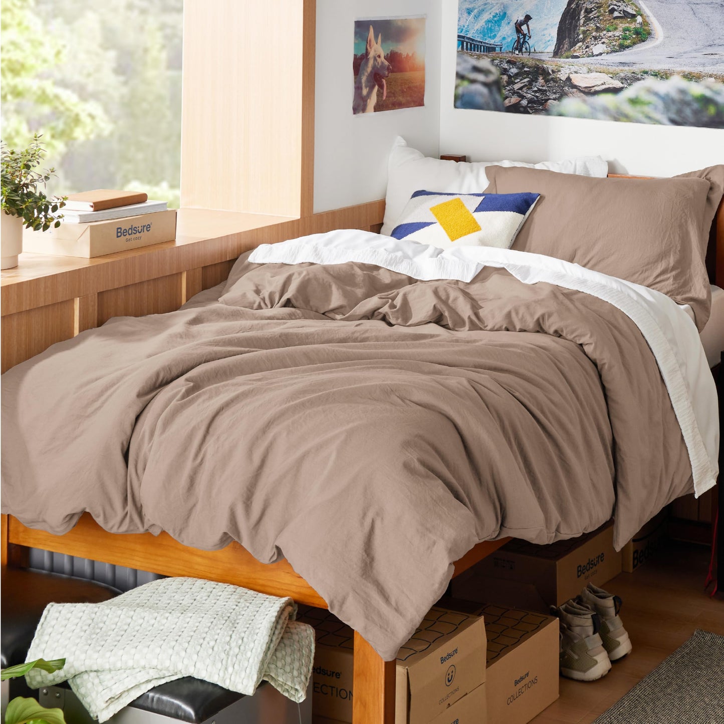 Soft Prewashed Duvet Cover Set Zipper Closure Pillow Covers Lightweight Bedding