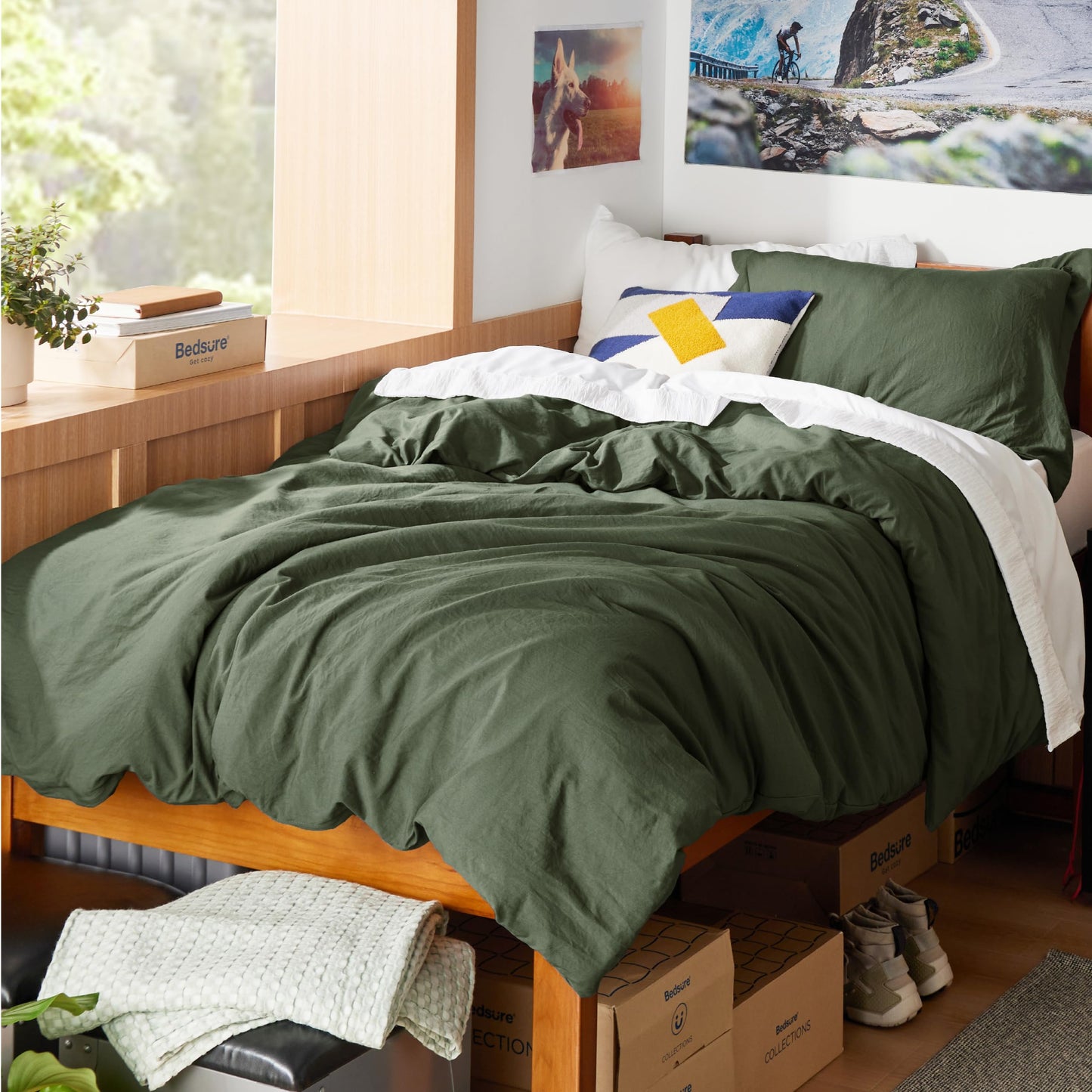 Soft Prewashed Duvet Cover Set Zipper Closure Pillow Covers Lightweight Bedding