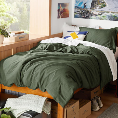 Soft Prewashed Duvet Cover Set Zipper Closure Pillow Covers Lightweight Bedding