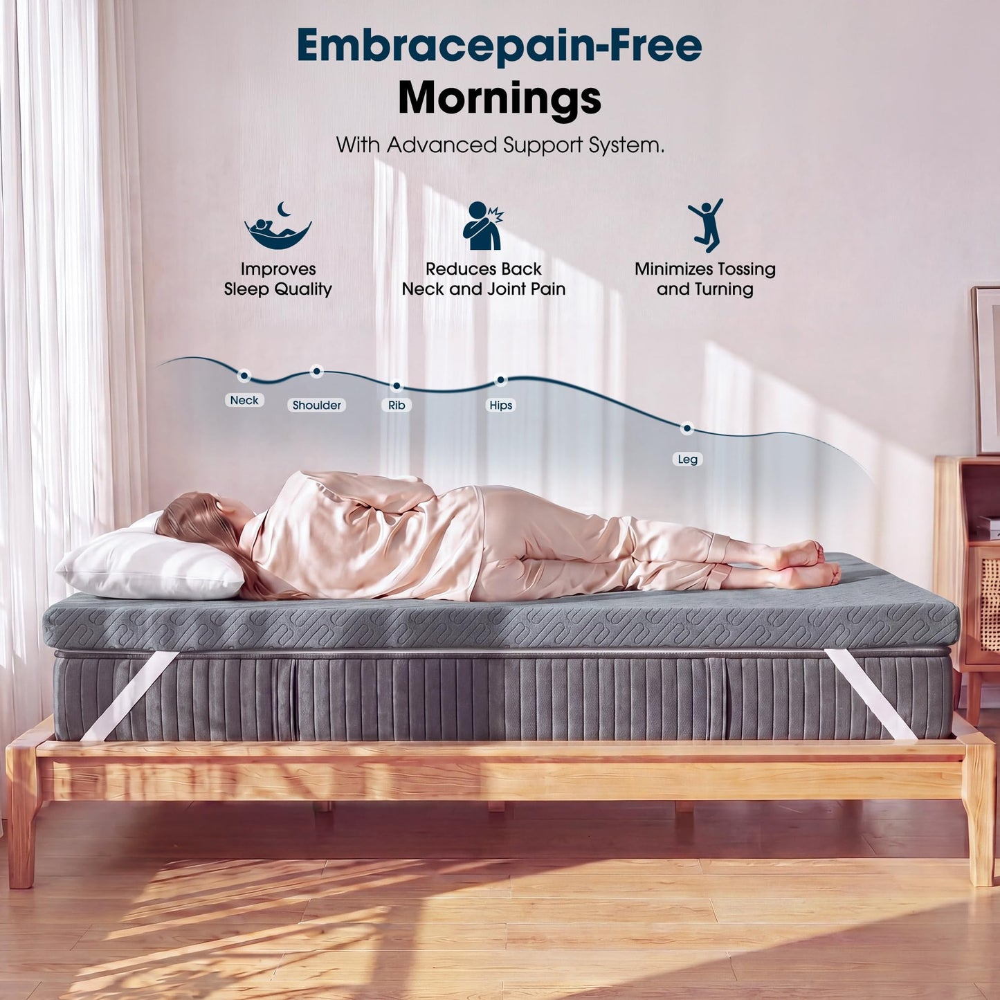 VALUXE Gel Memory Foam Mattress Topper with Washable Cover