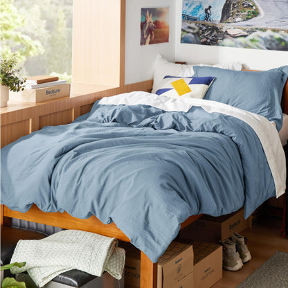 Soft Prewashed Duvet Cover Set Zipper Closure Pillow Covers Lightweight Bedding