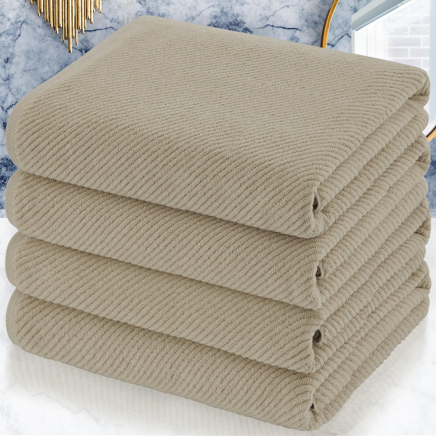 Cotton Bath Towel Set 6 Piece Soft Quick Dry Bathroom Towels Large Gift Set