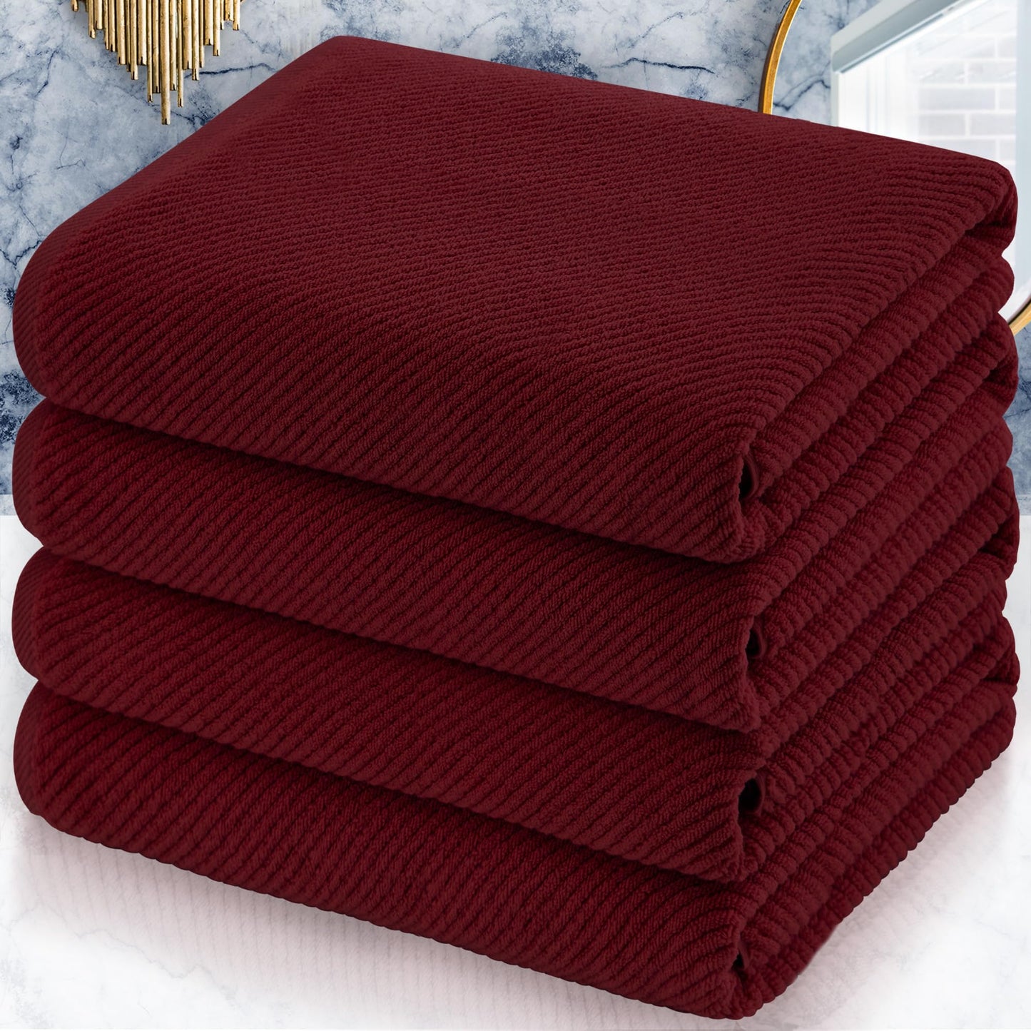 Cotton Bath Towel Set 6 Piece Soft Quick Dry Bathroom Towels Large Gift Set