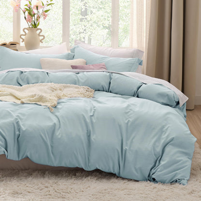 Soft Prewashed Duvet Cover Set Zipper Closure Pillow Covers Lightweight Bedding