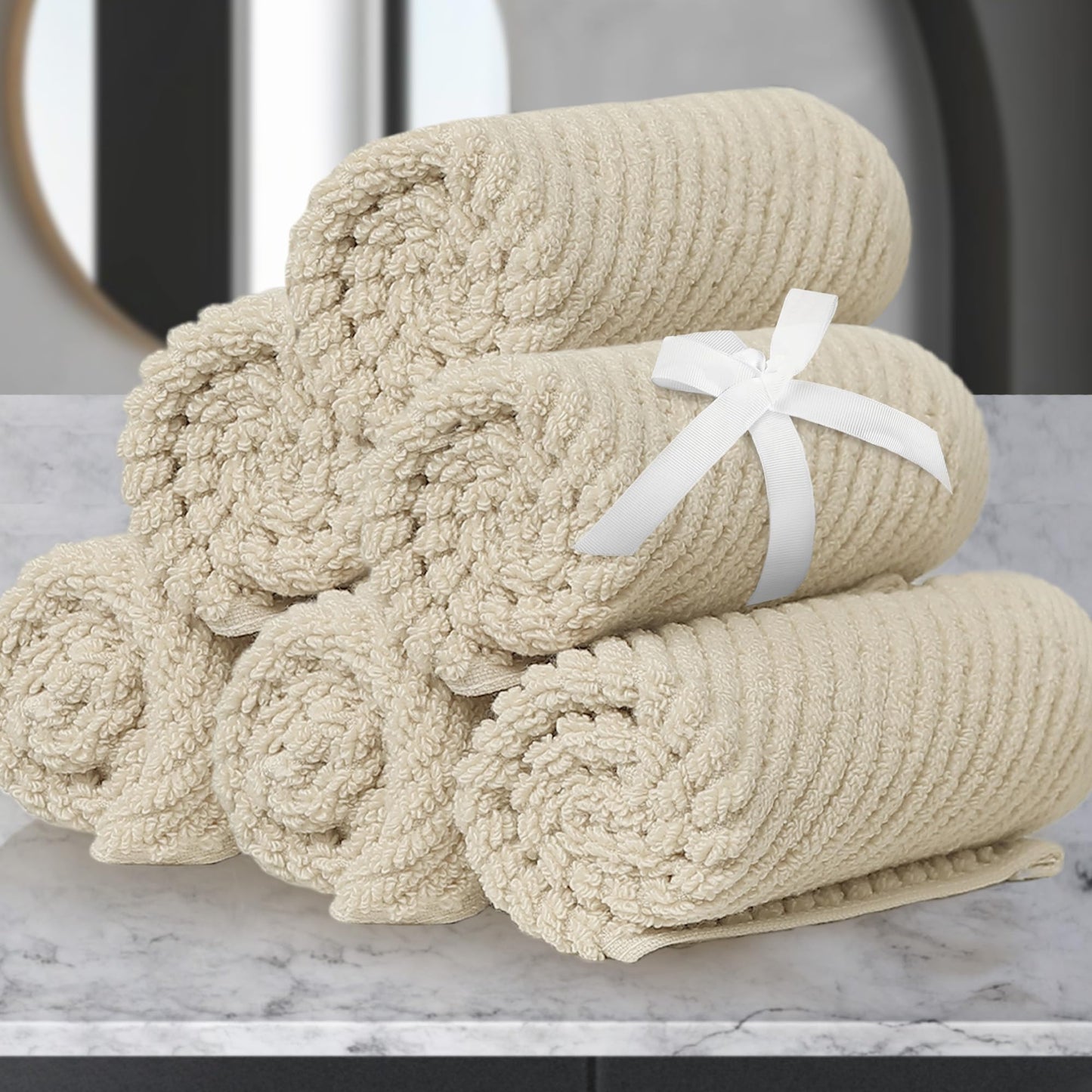 Cotton Bath Towel Set 6 Piece Soft Quick Dry Bathroom Towels Large Gift Set