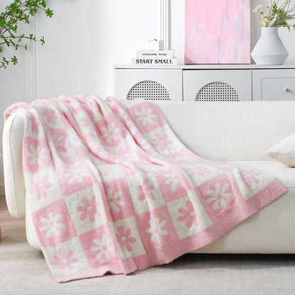 Checkered Microfiber Throw Blanket Soft Couch Sofa Bed Decorative Blanket