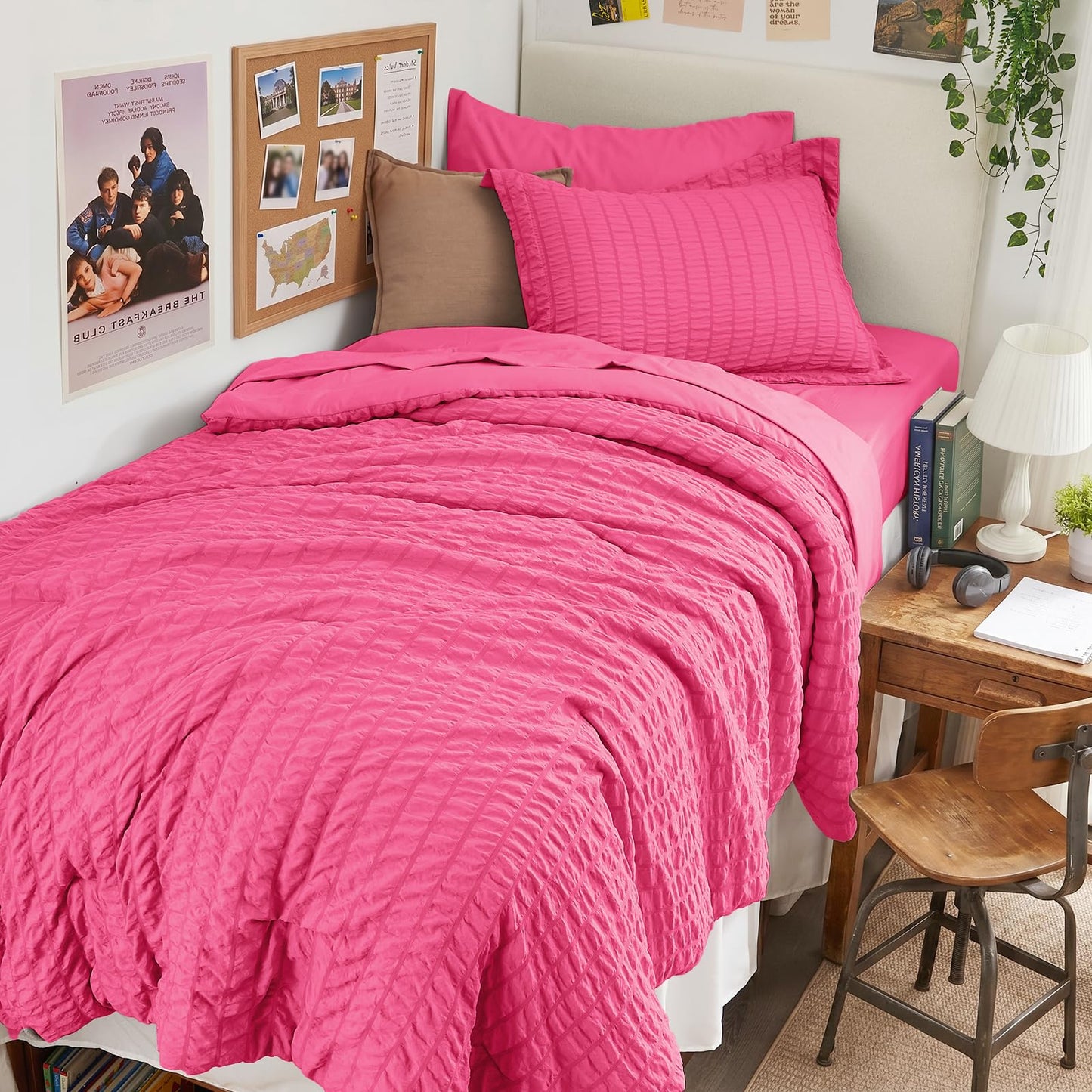 Seersucker Comforter Set 7 Piece All Season Bed in a Bag Bedding Set
