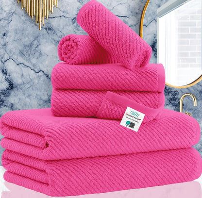 Cotton Bath Towel Set 6 Piece Soft Quick Dry Bathroom Towels Large Gift Set