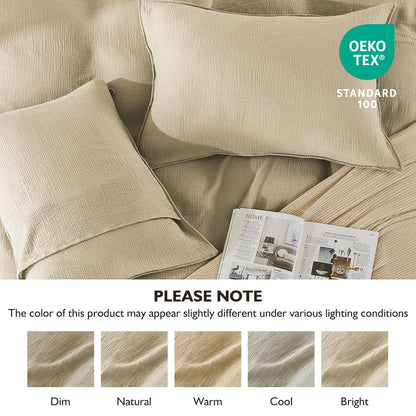 Cotton Muslin Duvet Cover Set Twin Lightweight Breathable Summer Bedding