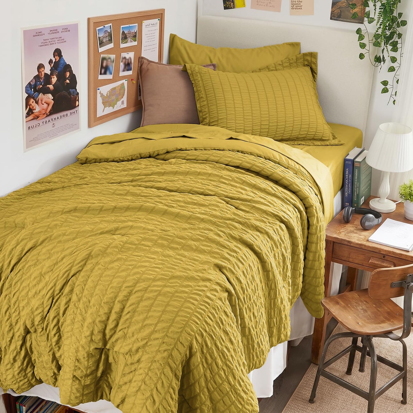 Seersucker Comforter Set 7 Piece All Season Bed in a Bag Bedding Set