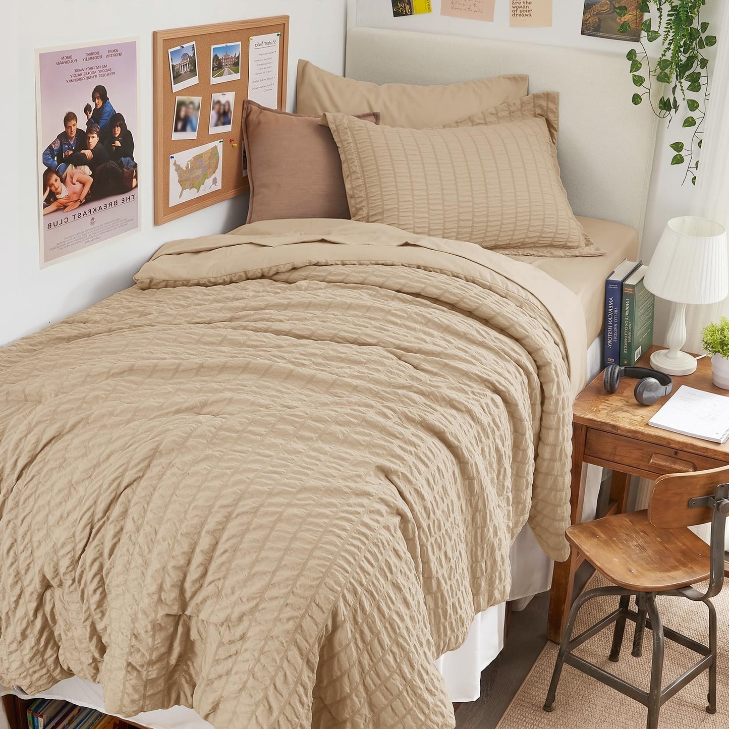 Seersucker Comforter Set 7 Piece All Season Bed in a Bag Bedding Set