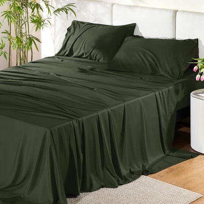Bamboo Cooling Sheet Set Deep Pocket Silky Breathable Hotel Luxury Bedding