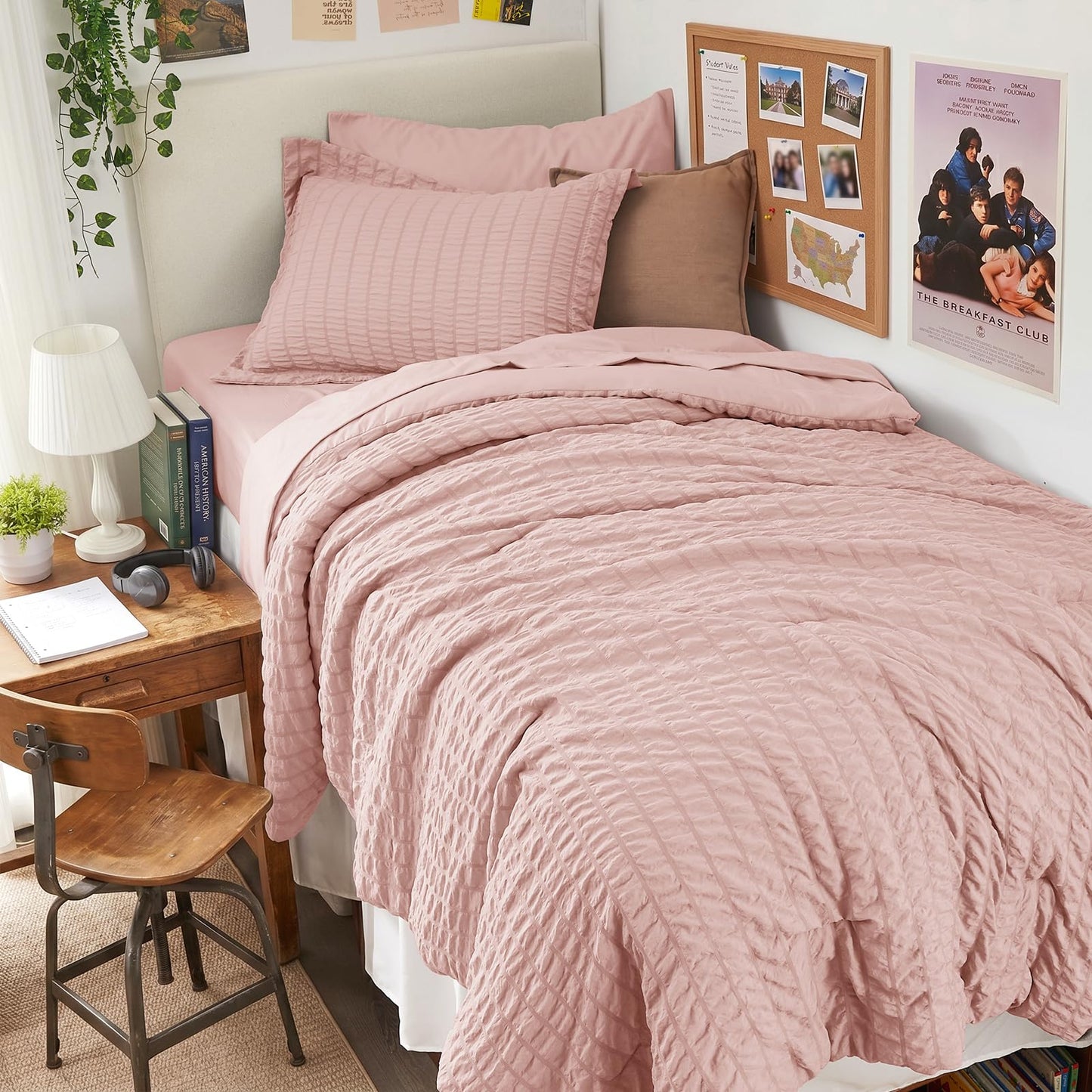 Seersucker Comforter Set 7 Piece All Season Bed in a Bag Bedding Set