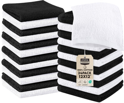 Cotton Washcloth Set Ring Spun Soft Absorbent Face Cloths Premium Towels