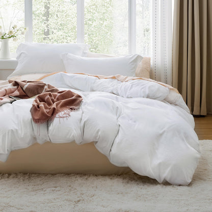 Soft Prewashed Duvet Cover Set Zipper Closure Pillow Covers Lightweight Bedding