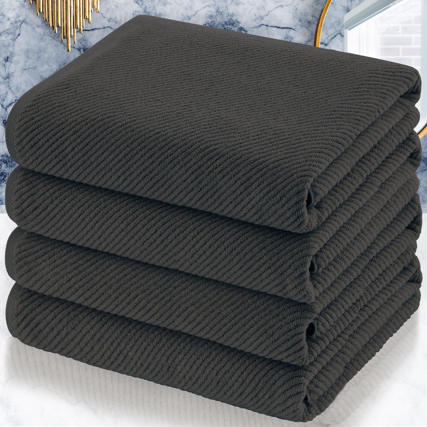 Cotton Bath Towel Set 6 Piece Soft Quick Dry Bathroom Towels Large Gift Set